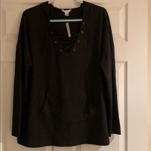 Caslon lace up hoodie NWT size xl